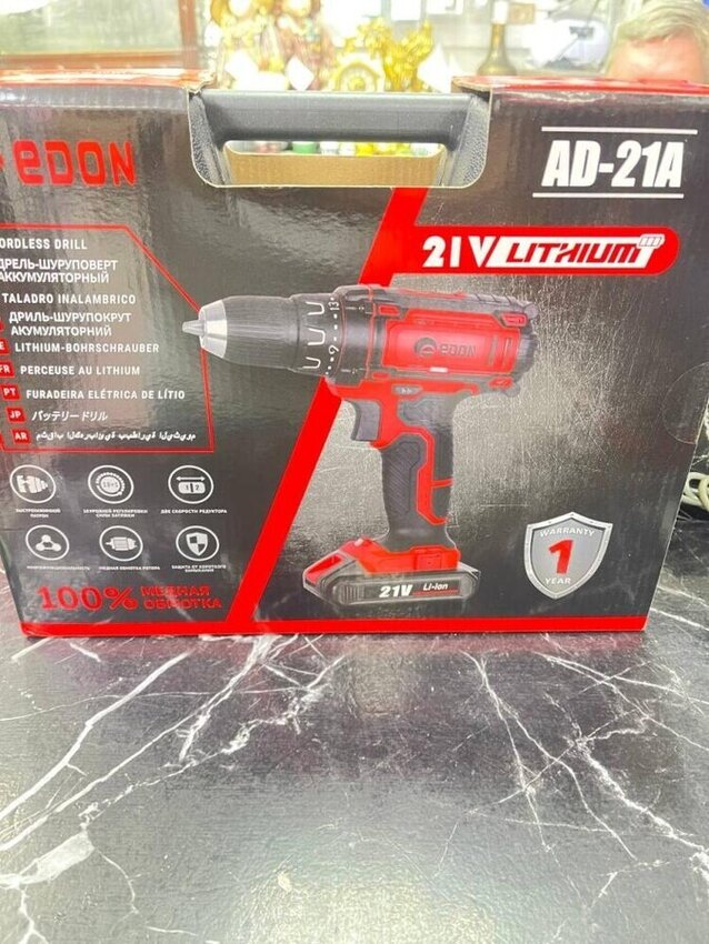 Шуруповерт 21в  ударный EDON