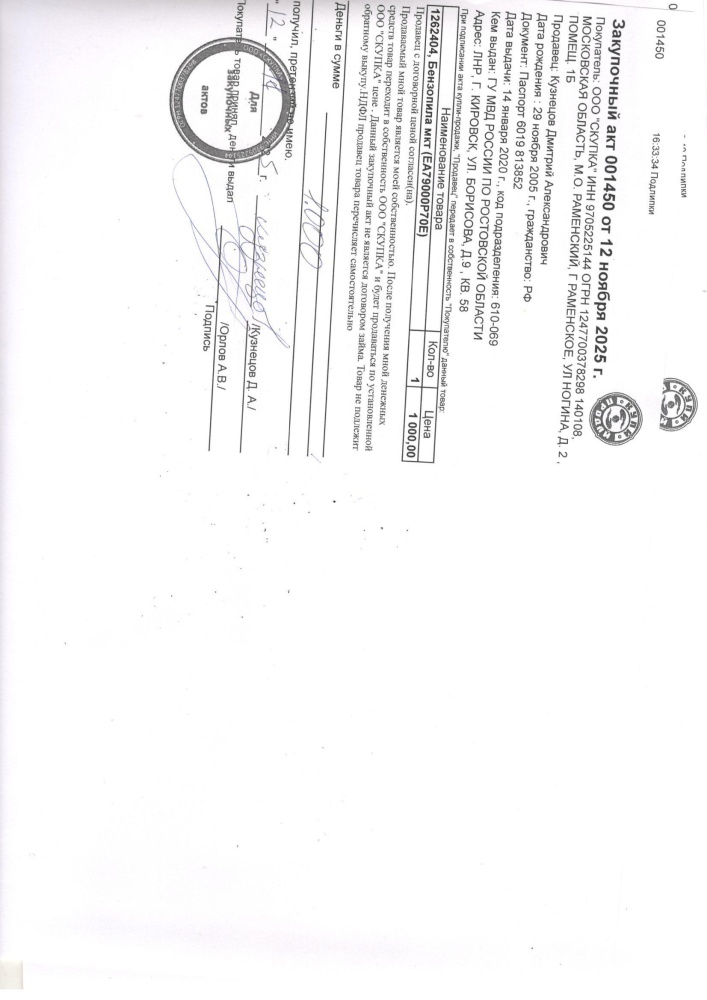 Бензопила мкт